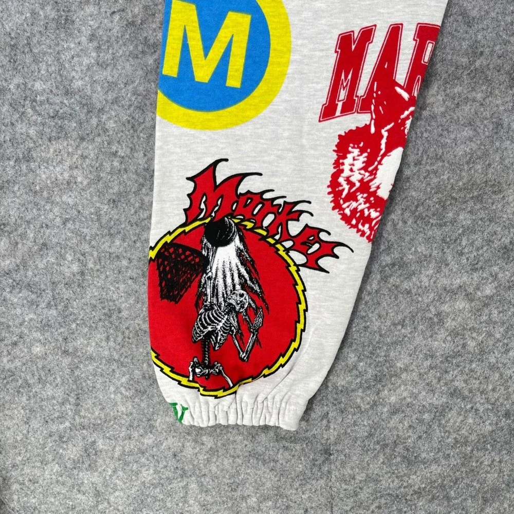 Chinatown Market Sweatpants Men Medium Gray Logo Graphic AOP Print Joggers‎ NEW